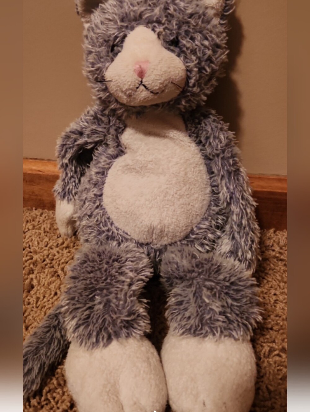 Jellycat Pootlie Long Leg Grey and White Fluffy Cat Plush Rare Retired